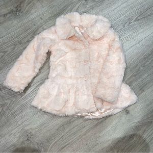 Toddler Girls Pink Rose Faux Fur Coat Size 2T